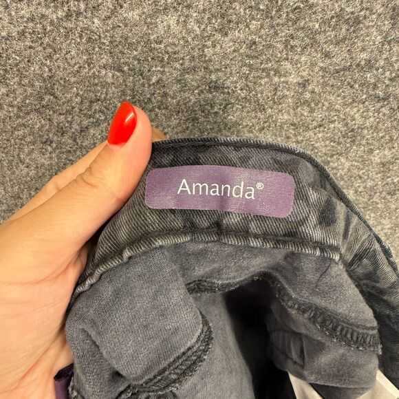 Gloria Vanderbilt Jeans Women 16 Black Geometric Denim Dark Amanda High Rise - Picture 7 of 9